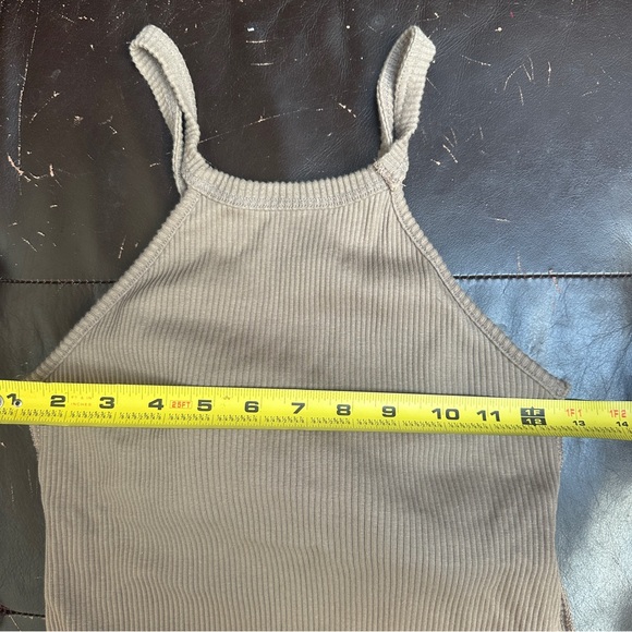 Murmuring Ribbed Halter Tank Top Set Black Taupe Built-In Bra Cami Size F - Picture 11 of 11